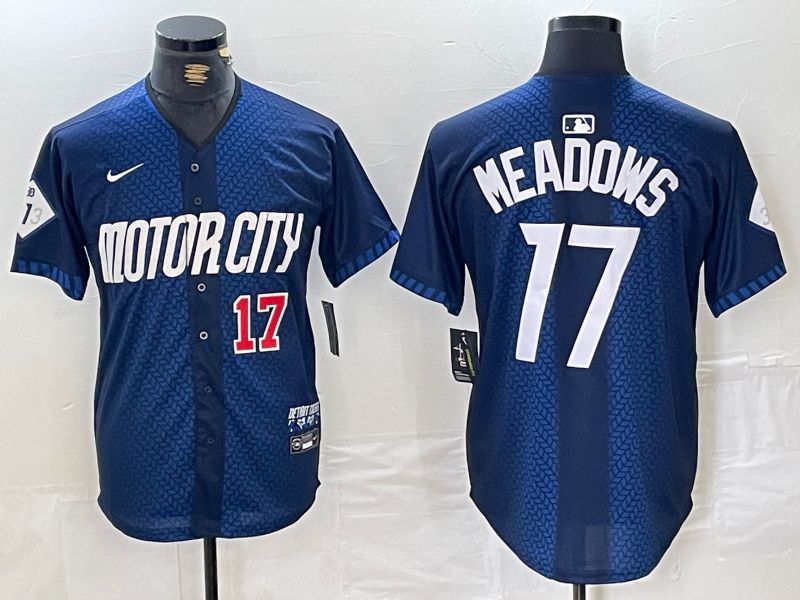 Men Detroit Tigers 17 Meadows Blue City Edition Nike 2024 MLB Jersey style 2